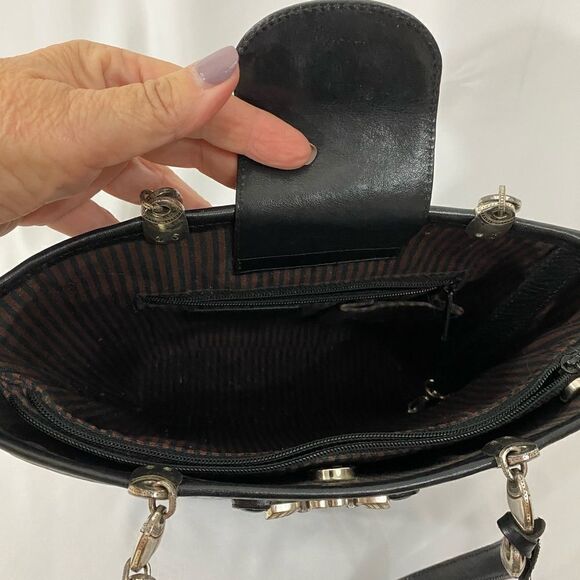 Authentic Brighton Leather Moc Croc Bucket Bag - Picture 11 of 15